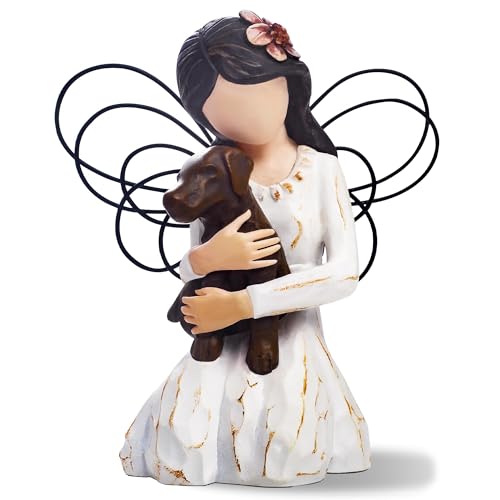 SIGUEJOR Loss of Dog Sympathy Gift, Dog Memorial Gifts, Angel Figurine, Remembrance Keepsake, Pet Sympathy Gift(Brown)