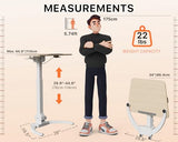 JOY worker Foldable Mobile Standing Desk, Pneumatic Height Adjustable Sit Stand Desk, 90° Tiltable Rolling Laptop Desk, Portable Cart with Wheels Non-Slip Mat for Home Office, Holds Up to 22lbs JOY worker