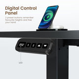 Rolanstar Standing Desk L Shaped with LED Light and Power Outlet, Electric Height Adjustable Computer Office Desk Sit Stand Up with Monitor Stand, Black Rolanstar