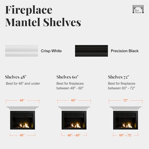 Pearl Mantels ARYB60618 Clean, Sophisticated Premium Grade A MDF Mantel Shelf, 60" L x 10" D x 5" H, Crisp White Paint, The Perfect Compliment to Your Hearth and Home Pearl Mantels