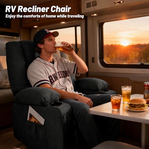 Rocker Recliner Chair with Massage and Heat, Recliner Chair for Adults, Nursery Rocking Chairs for Living Room, Ergonomic Comfy Relining Chair with Cup Holders, USB Charge Port, Side Pockets, Black