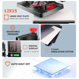 AKEYDIY 8 in 1 Heat Press Machine for T Shirts, 12x15 Swing Away Sublimation Heat Transfer Machine, GeniusPress Shirt Press Machine, Digital Tshirt Press Combo for Hat|Cap|Mug|Plate|Bag|Mouse Pads AKEYDIY