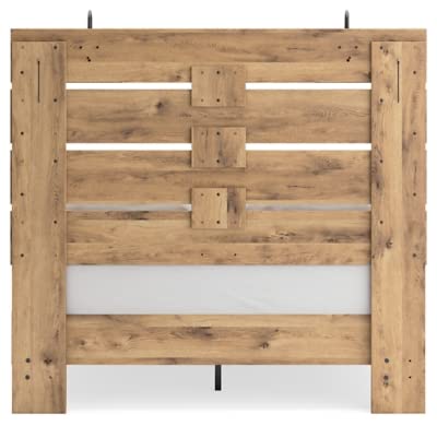 Signature Design by Ashley Larstin Rustic Panel Headboard with 2 Sconce Lights ONLY, Queen, Light Brown Signature Design by Ashley