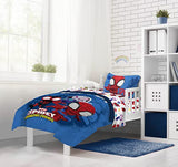 Jay Franco Marvel Spidey and His Amazing Friends Team Spidey 4 Piece Toddler Size Bed Set – Super Soft Microfiber - Includes Comforter & Sheet Set Bedding (Official Marvel Product) Jay Franco