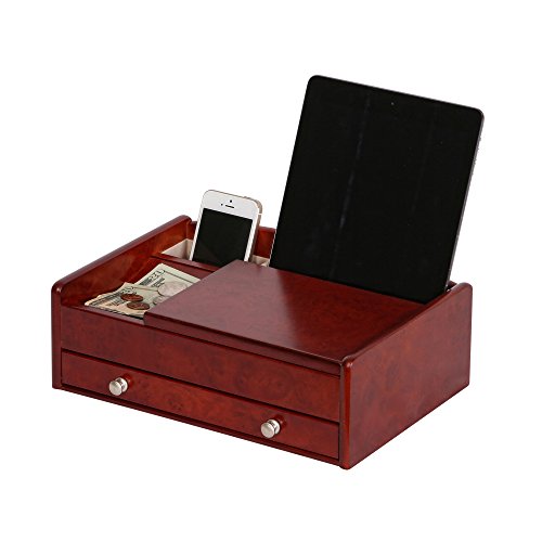 Mele & Co. Davin Men's Wooden Dresser Top Valet in Dark Burlwood Walnut Finish Mele & Co. Since 1912