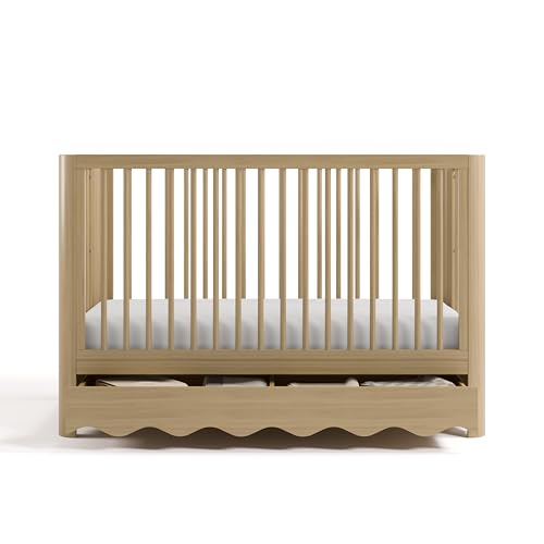 Storkcraft Casablanca Convertible Crib with Drawer and Toddler Guardrail (Driftwood) – GREENGUARD Gold Certified, Toddler Bed Conversion Kit Included, Fits Standard Crib Mattress, Crib with Storage