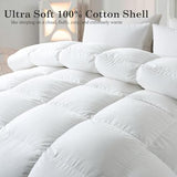 ELNIDO QUEEN® Feather Comforter Twin Size, Filled with Feather and Downfiber, All Season White Fluffy Duvet Insert - Luxury Hotel Style Medium Warm Bed Comforter - 100% Cotton Cover, 68x90 inches ELNIDO QUEEN
