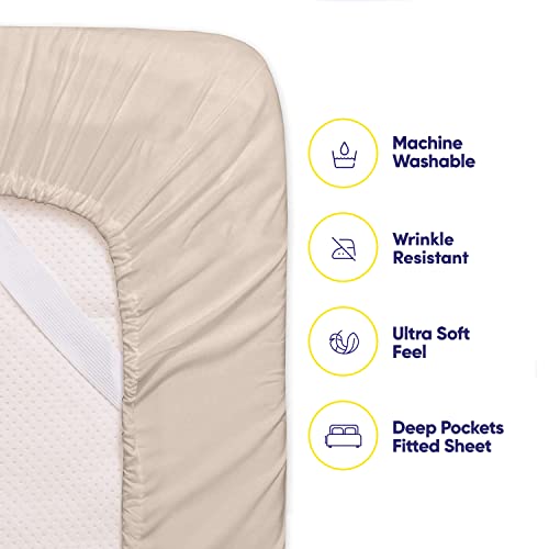 Twin Size Bed Sheets - 4 Piece 1500 Supreme Collection Fine Brushed Microfiber Deep Pocket Twin Sheet Set Bedding - 1 EXTRA PILLOW CASES, GREAT VALUE, Twin, Beige Sweet Home Collection