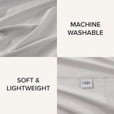 UGG Hedi Full XL Sheet Set 4-Piece Luxury Cooling Sheets Deep Pockets Premium Bedding with 2 Pillow Shams Hypoallergenic Machine Washable Soft Lightweight Bed Set for Bedroom, Full XL, Stone Grey UGG