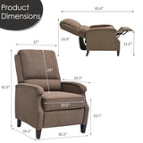 VKNOW Recliner Chair, Fabric Recliner with Soft Armrest, Home Theater Seating with Adjustable Push Back and Lumbar Support, Single Sofa for Adults, Lounge Chair for Living Room, Bedroom（Brown）