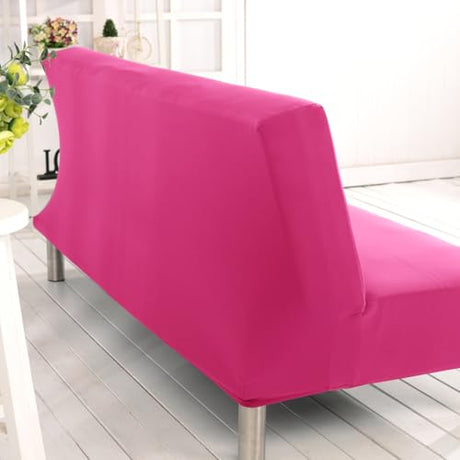 Cornasee Stretch Futon Cover Slipcover Full Size,Fully Folding Armless Sofa Bed & Couch Protector,Machine Washable (Pink) Cornasee