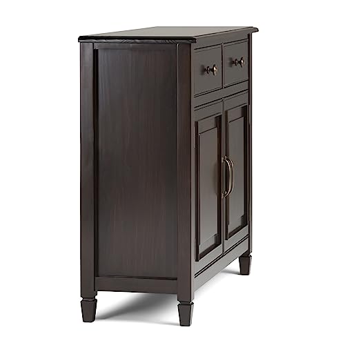 SIMPLIHOME Connaught SOLID WOOD 40 Inch Wide Traditional Entryway Storage Cabinet in Dark Chestnut Brown, For the Living Room, Entryway and Family SIMPLIHOME