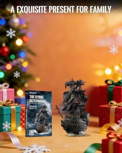 Piececool 3D Metal Puzzle Flying Dutchman Pirate Ship Model Kits for Adults,Difficult 3D Puzzles for Adults&Teens, Christmas Birthday Gifts