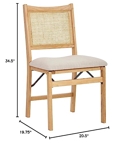 Powell Kasi Beige Rattan Cane Folding Foldable Dining Side Chair, Natural Powell