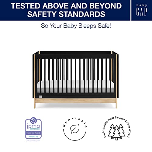 GAP babyGap Tate 4-in-1 Convertible Crib - Greenguard Gold Certified, Ebony/Natural - WoodArtSupply