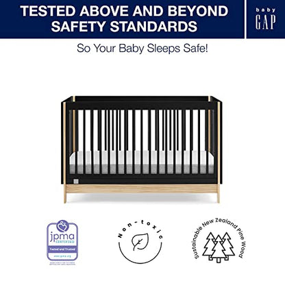 GAP babyGap Tate 4-in-1 Convertible Crib - Greenguard Gold Certified, Ebony/Natural - WoodArtSupply