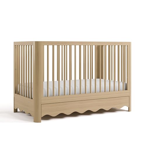 Storkcraft Casablanca Convertible Crib with Drawer and Toddler Guardrail (Driftwood) – GREENGUARD Gold Certified, Toddler Bed Conversion Kit Included, Fits Standard Crib Mattress, Crib with Storage