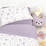 SWESEN Toddler Bedding Set for Girls, Purple Floral Toddler Girls Bedding Set, Soft & Lightweight 4 Piece Toddler Comforter Sets Include Comforter, Flat Sheet, Fitted Sheet, Pillowcase SWESEN