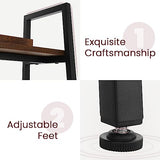 BATHWA 5-Tier Industrial Rustic Ladder Bookshelf - Open Wood and Metal Accent Bookcase BATHWA