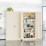 INTERGREAT Tall Metal Storage Cabinet Locking Steel with 4 Adjustable Shelves,72" Lockable Cabinets Lock 2 Doors for Office Garage Supply Home (Cream Gray) INTERGREAT