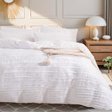 NEXHOME PRO Twin Duvet Cover, White 2 Pieces Boho Tufted Duvet Cover Set, Soft and Lightweight 100% Washed 100% Washed Microfiber Comforter Cover Set for All Season(White Twin, 66 x 90)-No Comforter NEXHOME PRO