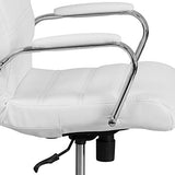 Flash Furniture Whitney High-Back Swivel LeatherSoft Desk Chair with Padded Seat and Armrests, Adjustable Height Padded Office Chair, White/Chrome Flash Furniture