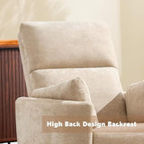 Manual Recliner 360°Swivel Glider Rocking Chair,Upholstered Nursery Adult Rocker Glider Chair with 2 Pillows for Living Room Bedroom(Khaki, Manual Operation)
