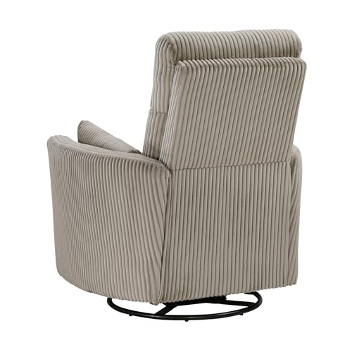 Lexicon Modern Swivel Glider Recliner Chair, Nursery Glider, Corduroy Fabric Upholstery Recliner with 2 Lumbar Pillows, Manual Reclining Sofa Chair for Living Room/Office/Apartment, Taupe Lexicon