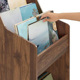 Crosley Furniture Liam Vinyl Record Storage Stand, Tiered Storage Shelves for Records, Walnut Crosley Furniture
