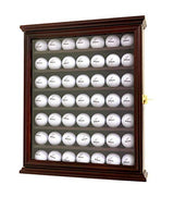 DECOMIL - Solid Wood Golf Ball Display Case Cabinet Wall Rack Holder UV Protection Lockable (Cherry, 49 Golf Ball) DECOMIL