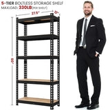 Yaheetech 2Pack Standing Shelf Units 5 Tier Adjustable Garage Shelves Metal Utility Rack Heavy Duty Industrial Shelving, 27.5" W x 12" D x 60" H - Black Yaheetech