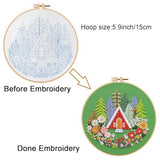Louise Maelys Embroidery Kits for Beginners,Cross Stitch Kit for Adults,DIY Needlepoint with Forest Garden House Pattern,Including Hoop,Threads and Instructions
