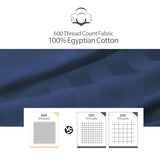 100% Egyptian Cotton Fitted Sheet Twin Size, 600 Thread Count, Single Fitted Sheet Only,8”-16" Deep Pocket Sheet, Soft & Elastic Sateen Weave Bottom Sheet for Home(Navy Blue-Stripe, Twin) Zaizaihome