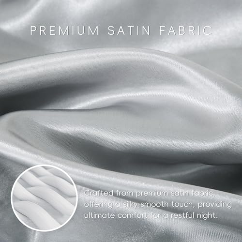Sleeplite 4 Piece Luxury Satin Bed Sheets Set with Pillowcases - Ultra Soft & Silky, Hypoallergenic & Wrinkle-Free, Hotel Quality Comfort Bedding, Size Twin, Medium Grey Sleeplite