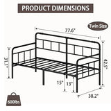 Goltriever Daybed-Metal-Twin-Bed-Frames - with Modern Headboard,Strong Mattress Foundation with Steel Slats Support,No Box Spring Needed,Black Goltriever