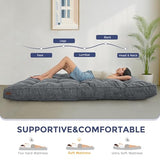 MAXYOYO 6" Futon Mattress Full Size, Tufted Futons Sofa Couch Bed with Twisted Rope Design Edging, Thick Corded Fabric Floor Mattress for Adults, Shredded Foam Filling (Frame Not Included), Dark Grey MAXYOYO