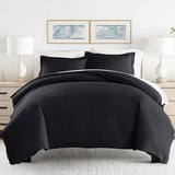 ienjoy Home Beckham Luxury Soft Brushed 1800 Series Microfiber Duvet Cover Set - Hypoallergenic, TWIN, Black Linen Market