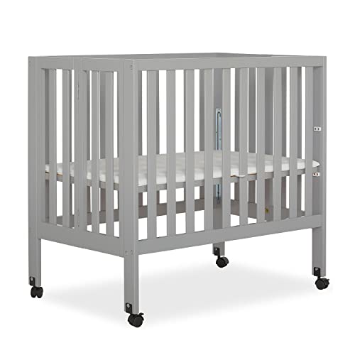 Dream On Me Jett Non-Full Size Folding Convertible Crib, Lightweight Portable Crib, Three Adjustable Mattress Height Settings, Easy to Fold Travel Crib, 1.5” Mattress Pad Included