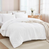 Andency White Comforter Queen Size Set with Sheets - 7 Pieces Boho Bed in a Bag Tufted Bedding Sets Lightweight All Season Bed Set with Comforter, Sheets, Pillowcases & Shams Andency