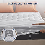 Bedsure King Mattress Pad - Quilted Fitted Mattress Topper Protector with 8-21 Inches Deep Pocket, Noiseless Breathable Bed Cover Padded, Machine Washable, White, 78x80 Inches Bedsure