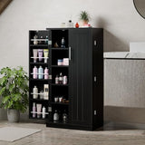 Shintenchi Kitchen Pantry Cabinet,5 - Layer Storage Cupboard with Adjustable Shelves for Organizing and Storing Food Items,47'' Versatile Buffet Sideboard for Kitchen, Bathroom and Laundry,Black Shintenchi