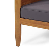 Christopher Knight Home Aston Outdoor 5 Seater Sectional Chat Set with Cushions - Acacia Wood - Teak/Dark Gray Christopher Knight Home