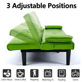 Klwenas Maec Green Futon Couch & Convertible Futon Sofa Bed for Small Space, 67" Loveseat Couches with Removable Armrests & 2 Cup Holders for Living Room Bedroom Dorm Apartment, Easy Assemble (Green) Klwenas Maec