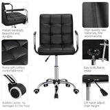 Yaheetech Desk Chair - Office Chair with Arms/Wheels for Students Swivel Faux Leather Home Computer Black Yaheetech