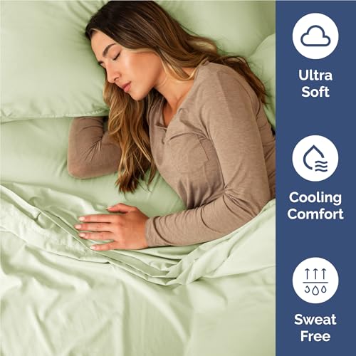 Full Size 4 Piece Sheet Set - Comfy Breathable & Cooling Bed Sheets Set - Hotel Luxury Bedding for Women, Men, Kids, Teens, Boys & Girls - Deep Pockets and Wrinkle Free - Oeko-Tex - Light Sage Green CGK Unlimited