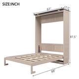 Modern Queen Size Murphy Bed Wall Bed with Light, Traditional Solid Wood Murphy Cabinet Bedframe, Can be Folded, Space-Saving Design XD Designs