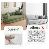 MAKIAAP 78.5'' Convertible Folding Sofa Bed, 5-in-1 Modular Floor Couch, Corduroy Small Cloud Couch, Compressed Foldable Sleeper Sofa, King Size Futon for Bedroom, Guest Room (Green) MAKIAAP