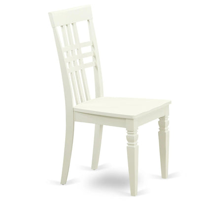 East West Furniture Logan Kitchen Dining Stylish Back Solid Wood Seat Chairs, Set of 2, Linen White - WoodArtSupply