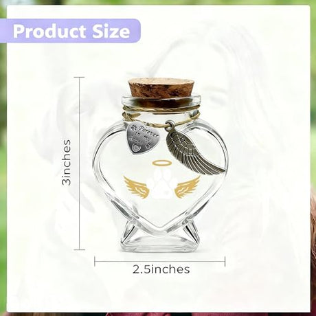 Chowsie Pet Memorial Bottle for Pet Hair, Pet Fur Memorial Keepsake, Keepsake for Dog and Cat Hair with Heart Shape Glass Chowsie