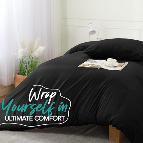 Utopia Bedding Duvet Cover Set with Pillowcases- 2 Pieces Bedding Duvet Cover with Zipper Closure - 1 Duvet Cover with 1 Pillow Sham - Soft Brushed Microfiber (Twin/Twin XL, Black) Utopia Bedding